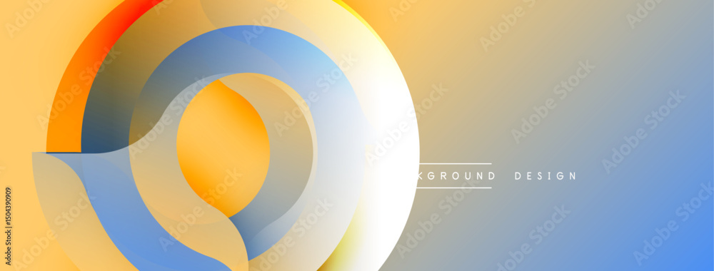 Poster Abstract colorful layers create dynamic visual effect. Soft gradients blend, forming circular shapes. Minimalist design, modern aesthetic.