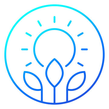 photosynthesis line icon with sun and plant