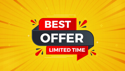 Fototapeta premium Best Offer sale banner vector template. Offer banner. Sale offer and discounts background, Offer Promotion marketing poster design for web and Social. Vector Illustration.