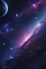 Distant galaxies stretch across space with stars and colorful nebula.

