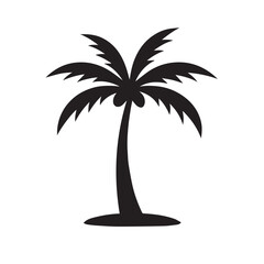 Tropical Palm Tree Outline &ndash; Black and White Nature Vector