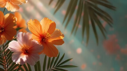 Fototapeta premium orange flower of green leaves