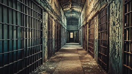 Abandoned prison hallway - Powered by Adobe