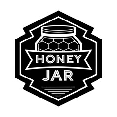 Obraz premium Illustration of a jar with a label inside a frame silhouette