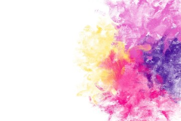 油絵抽象テンプレート。白背景の右に黄色・ピンク・紫のカラフルな筆跡があるアートバナー