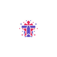 Fototapeta premium Star surprise gift logo design.
