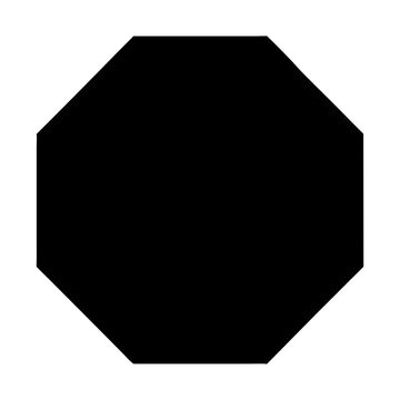 A solid octagon shape with sharp defined edges here silhouette