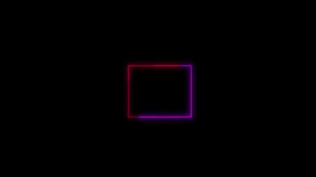  Square neon icon animation.rectangle frame animation icon neon blue color glowing shape round neon box 