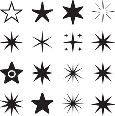 Obraz premium a variety of black-and-white star silhouettes representing different styles and complexities (3)_traced