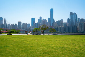 Fototapeta premium Park Plaza and Office Building of Chongqing International Financial Center, China