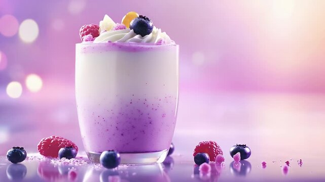 Berry parfait dessert with whipped cream