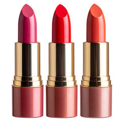 Obraz premium Elegant Lipstick Trio in Gradient Tones with Realistic Texture, Transparent Background