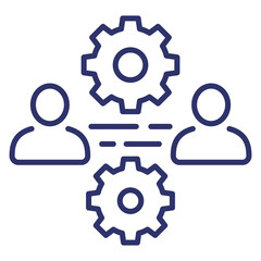 team interaction and management line icon