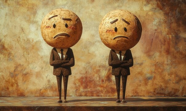 Due figure stilizzate con espressione triste