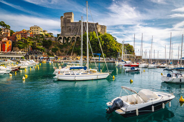 Sailing boats and motor boats in the marina of Lerici