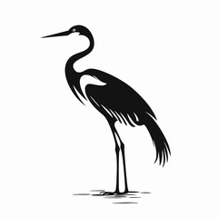Obraz premium Black heron silhouette vector illustration bird wildlife nature animal design graphic art minimal elegant style