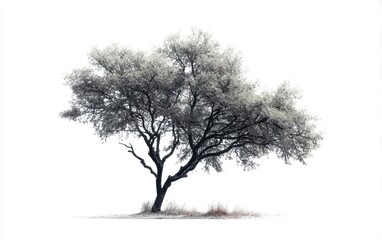 Obraz premium Solitary Tree on White Background