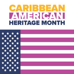 Fototapeta premium Caribbean American Heritage Month in June. Culture Month to the people of America. Celebrate annual with festival. Happy holiday. Poster, card, banner and background. Vector illustration