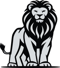 A bold illustration of a lion, showcasing its majestic mane and strong stance. This design symbolizes courage and strength, making it ideal for wildlife-themed projects.