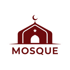 Obraz premium Mosque Logo Design Vector, Mosque Silhouette Design
