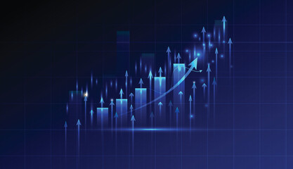 Abstract stock market investment graph with isolated growth arrow business graph and chart vector illustration design. bright light technology financial background.