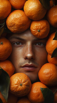 Naklejki Portrait in Oranges