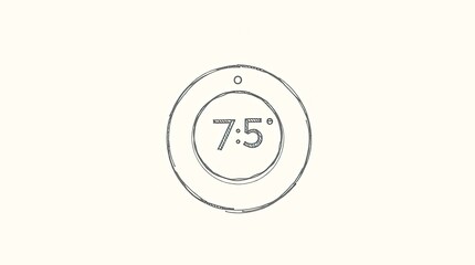 Sketch of circular thermostat with 7.5 degrees indicated
