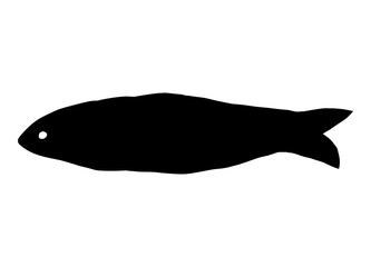 Abstract fish shape. Hand drawn bold fish silhouette