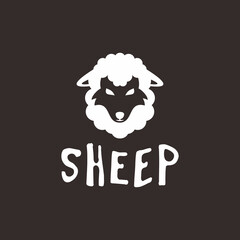 Dark Theme Stylized Wolf Disguised as Sheep Head Concept Illustration