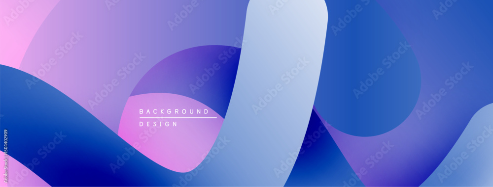 Poster abstract fluid shapes, gradients. purple, blue, pink hues create dynamic composition. modern design 