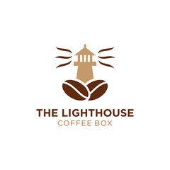 Modern Minimalist Lighthouse Coffee Bean Logo Design Concept for Branding