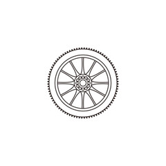 Obraz premium Detailed Line Drawing Wheel Bicycle Rim Spokes Icon Illustration Design