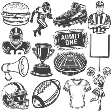 Football sport illustration icon set drawing.