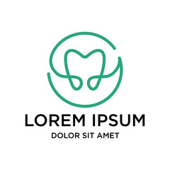 Minimalist Line Art Tooth Inside Circle Dental Clinic Logo Symbol