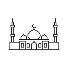 Mosque Logo Design vector, Mosque Silhouette Design Vector