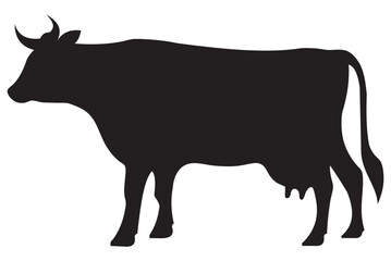 Black Cow Silhouette Graphic – Horned Farm Animal Vector Design