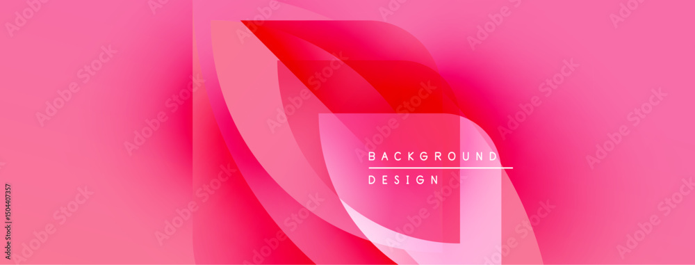 Poster Abstract pink design. Fluid shapes overlap, creating dynamic visual effect. Modern background with text elements.
