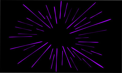 Fototapeta premium purple comic-style speed lines radiating from the center on a black background. Ideal for manga effects, dramatic visuals, or pop art-style projects needing bold, striking impact.