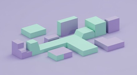 Obraz premium Pastel Geometry: Modular Composition of Abstract Shapes in Mint and Lavender