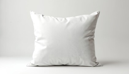 Decorative throw pillow blank fabric surface on simple white background. Home decor marketing, product presentation, design template. Soft cushion, interior design, comfortable design, cozy space for
