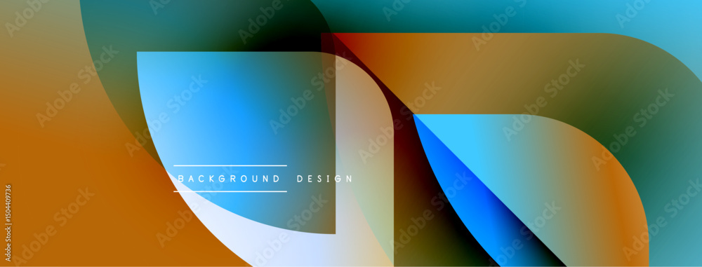 Poster Abstract fluid shapes, vibrant colors blend. Modern design, smooth gradients create dynamic visual effect. Background features layered forms.