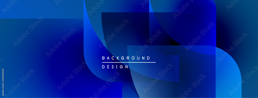 Aufkleber Abstract blue gradients overlap, creating dynamic shapes. Text reads background design. Modern aesthetic, suitable for digital use.