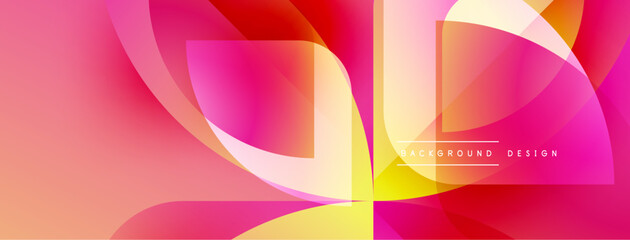 Abstract fluid shapes, vibrant colors blend. Pink, orange, yellow gradients create dynamic visual effect. Modern design element.