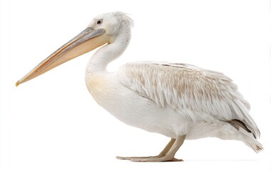Obraz premium White Pelican Standing Gracefully on White Background