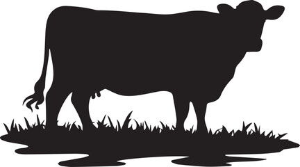 black and white cow  silhottee