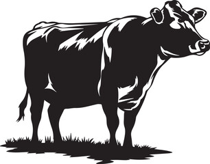 black and white cow  silhottee