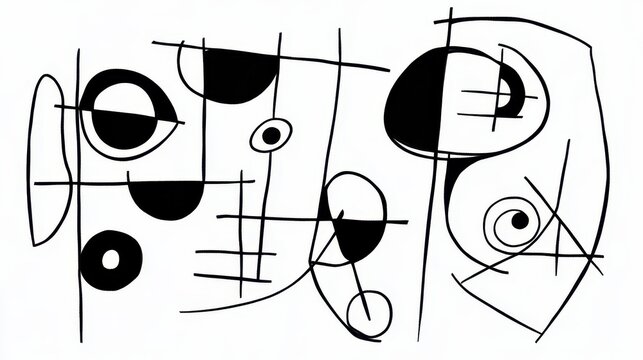 Composizione astratta in bianco e nero con forme geometriche