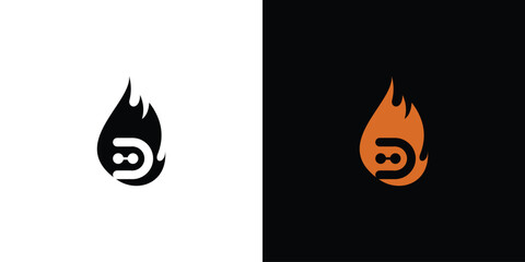 Creative digital fire logo design with unique concept premium vector