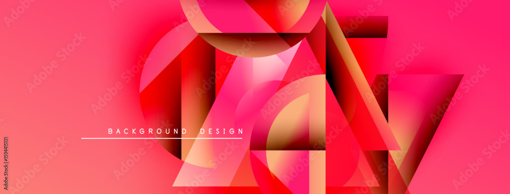Poster abstract geometric shapes, vibrant red hues, gradient background. modern design elements create dyna
