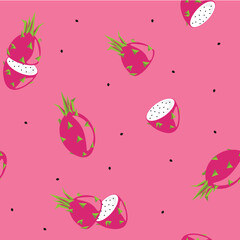 Seamless Dragon Fruit Pattern – Colorful Tropical Exotic Fruit Background